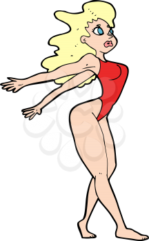 Royalty Free Clipart Image of a Woman in a Swimsuit