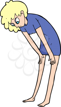 Royalty Free Clipart Image of a Woman Looking Down