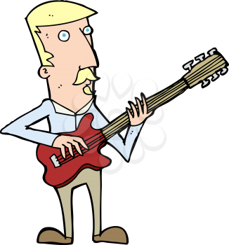 Royalty Free Clipart Image of a Man Playing an Electric Guitar