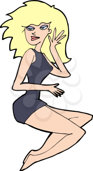 Royalty Free Clipart Image of a Sexy Woman in a Black Dress
