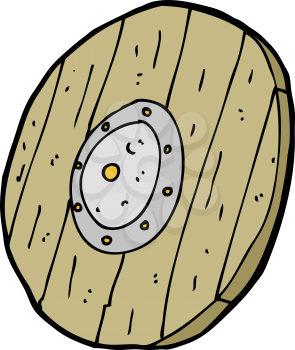 Royalty Free Clipart Image of a Wooden Shield