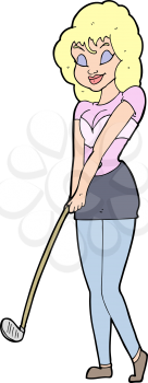 Royalty Free Clipart Image of a Woman Playing Golf