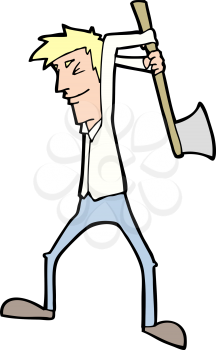 Royalty Free Clipart Image of a Man Swinging an Ax