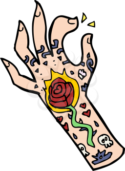 Royalty Free Clipart Image of a Tattooed Hand