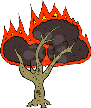 Royalty Free Clipart Image of a Burning Tree