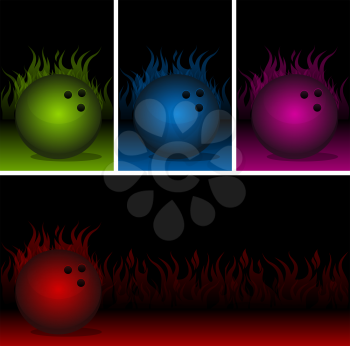 Various flaming bowling ball backgrounds