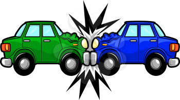 Illustration of two cars involved in a car wreck