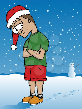 Cartoon boy wearing a santa hat