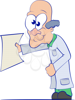 Cartoon Doctor in a Lab Coat Holding a Blank Sheet of Paper