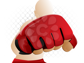 Mixed Martial Arts Fighter Punching with Padded Glove