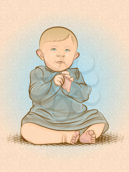 Watercolor styled infant illustration