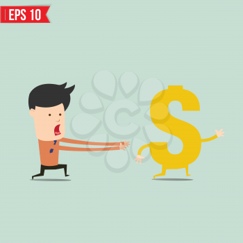 Business man trying to catch money  - Vector illustration - EPS10