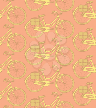 Sketch bicycle, vector vintage seamless pattern eps 10