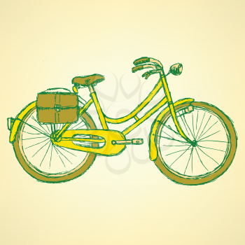 Sketch bicycle, vector vintage background eps 10
