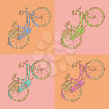 Sketch bicycle, vector vintage background eps 10