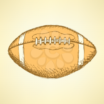 Sketch american football balll, vector vintage background

