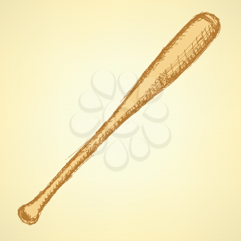 Sketch baseball bat, vector vintage background eps 10
