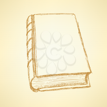 Sketch cute closed book in vintage style