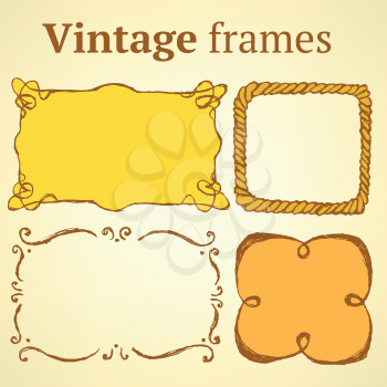 Sketch set of frames in vintage style