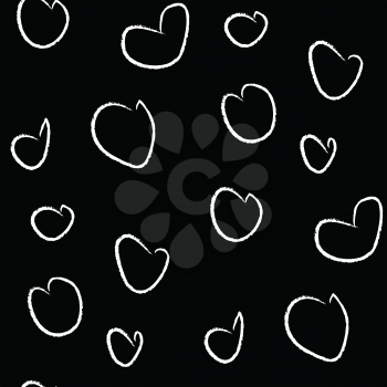 Sketch heart in vintage style, seamless pattern