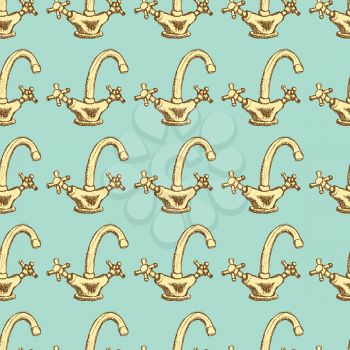 Sketch tap in vintage style, vector seamless pattern