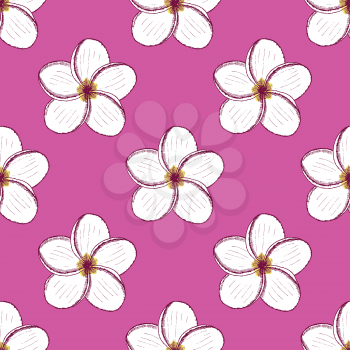 Sketch spa flowersl in vintage style, vector seamless pattern