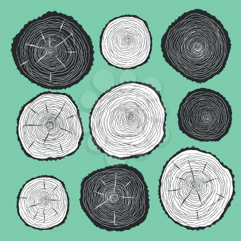 Sketch cut wood in vintage style, vector