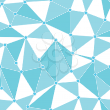 Blue triangle pattern with dots, vector background