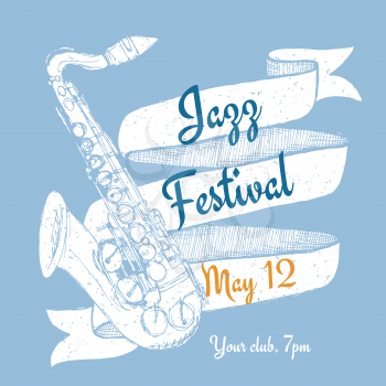 Jazz festival poster in vintage style, vector
