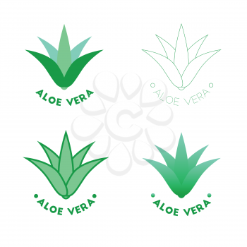 Aloe vera icons, vector beauty logotypes