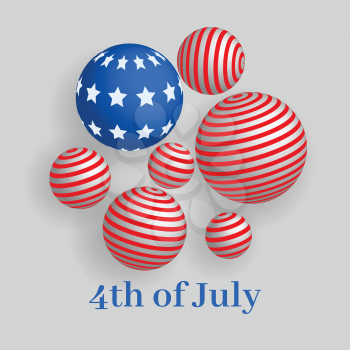 4th of July, Independence day of United States of America banner with 3d spheres 