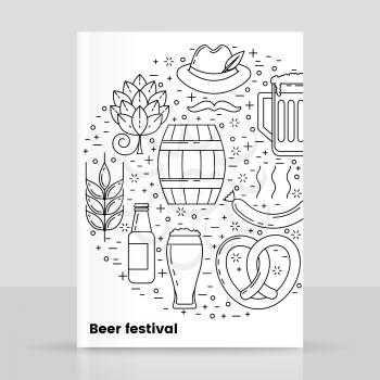 Octoberfest, beer festival design, vector brochure mockup