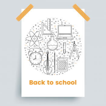 Back to school background, vector concept, design template