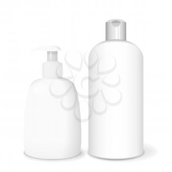 Cosmetics white templates set, vector 3D concept
