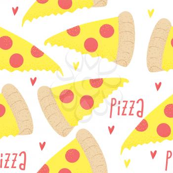 Pizza slice vector concept, hot italian pizza seamless pattern