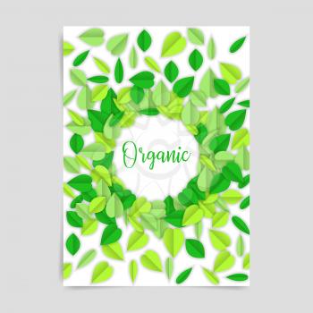 Organic design card with leaves, vector eco background