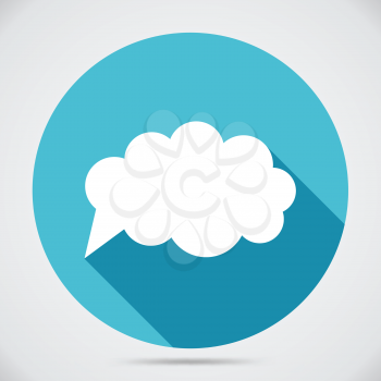 Flat speech bubble icon with long shadow