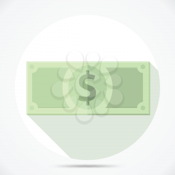 Flat dollar banknote icon. Vector illustration. Money flat icon.