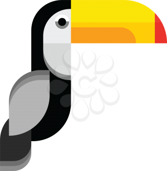 Sign of toucan.Color vector flat icon illustration of toucan