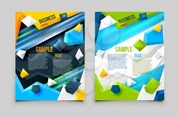 Two Abstract Posters with Polygons. Vector Design of Template, Brochure, Booklet Cover.