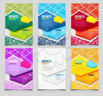 Set of Poster Templates with Triangle Background. Vector Design Template.
