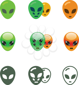 Alien Smiles Set. Alien emoji in different styles