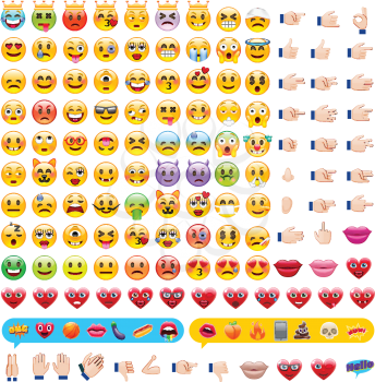 Set of Emoticons. Set of Emojis. Smile icons. Isolated vector illustration on white background