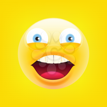 Grinning Face Emoji. Smiley Face. Happy Emoticon. Laughing Emoticon. Smile icon. Isolated Vector Illustration on Yellow Background