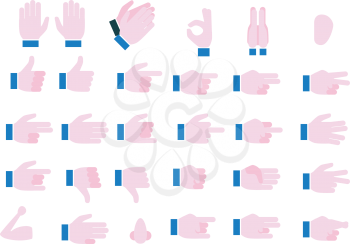 Set of Hands Emojis and Icons. Symbols and Signs. Different Hands, Gestures, Signals and Signs. Vector Illustration