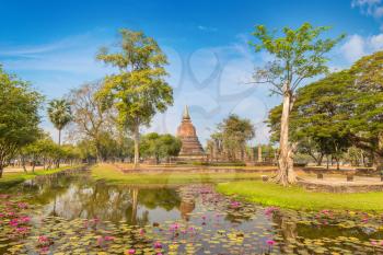 Sukhothai historical park, Thailand in a summer day