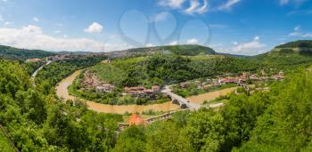 Panorama of Veliko Tarnovo in a beautiful summer day, Bulgaria
