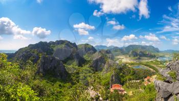 Panorama of Khao Sam Roi Yot National Park, Thailand in a summer day
