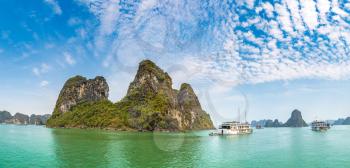 Panorama of World natural heritage Halon bay, Vietnam in a summer day