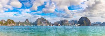 Panorama of World natural heritage Halon bay, Vietnam in a summer day